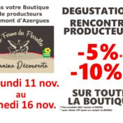 Animations dans notre boutique de Belmont du 11 au 16 nov 2024